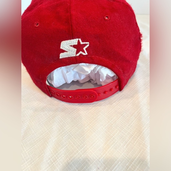 90s Y2K Chicago Bulls Red Starer Snap Back Cap - Picture 5 of 10